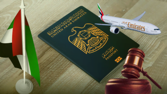 UAE immigration laws and visa rules for entering the UAE flag passport and plane