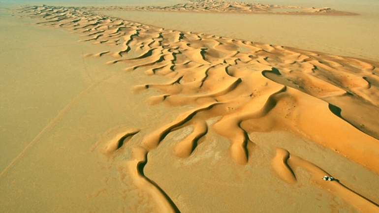 The famous Rub' al Khali desert in the UAE with soft sand dunes