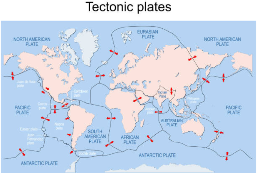 Globe Map with Tectonic Plates