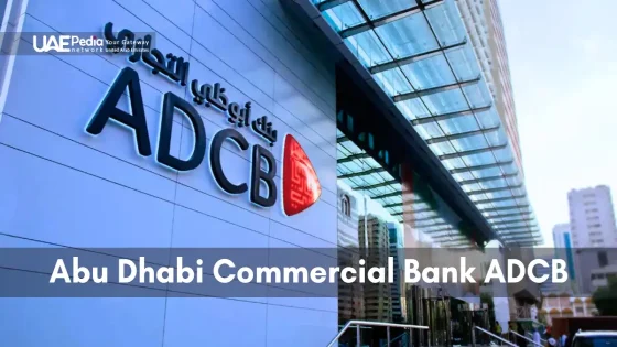 Abu Dhabi Commercial Bank ADCB branch exterior with a sleek design.