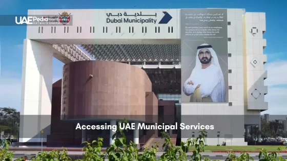 Dubai Municipality headquarters with a portrait of UAE leader
