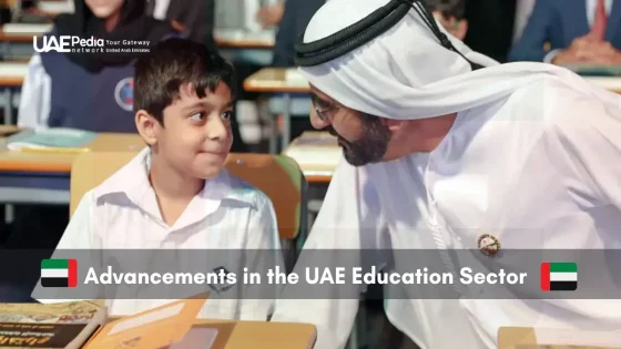 Emirati official interacting with a young student in UAE