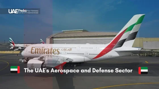 Emirates airplane on the tarmac highlighting UAE's aerospace sector