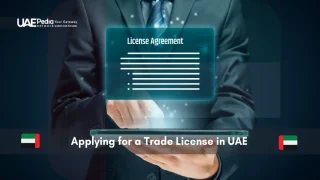 Businessman interacting digitally with a trade license agreement.