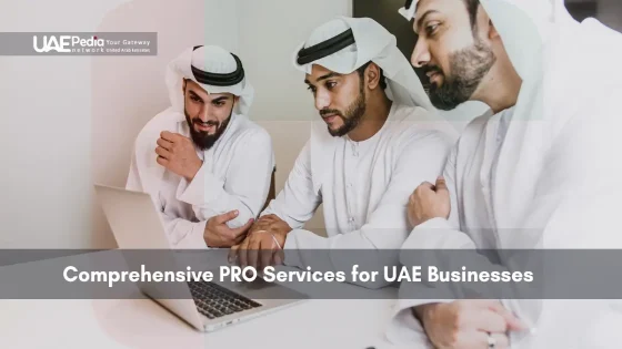 Three Emirati men discussing something on a laptop