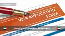 Pen and entrepreneur visa form with bold text