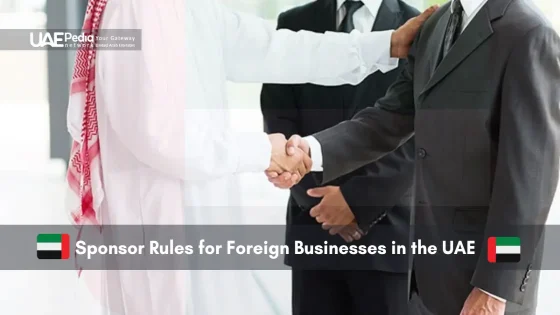 Emirati and foreign businessman shaking hands