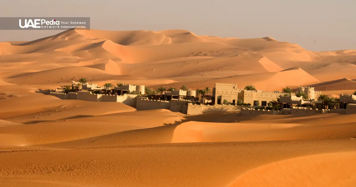 A fortress-style resort in the vast desert of the UAE, blending heritage and nature.