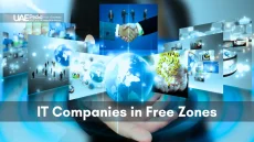 IT sector in UAE free zones showcasing technology, global business, and growth.