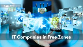 IT sector in UAE free zones showcasing technology, global business, and growth.