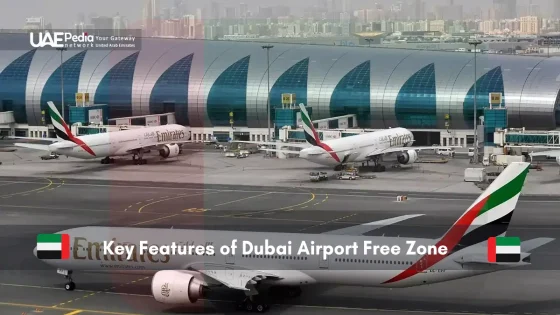 Emirates airplanes at Dubai Airport Free Zone terminal.