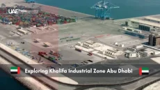 Khalifa Industrial Zone Abu Dhabi with port and storage containers