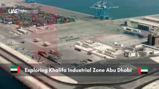 Khalifa Industrial Zone Abu Dhabi with port and storage containers