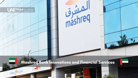 Mashreq Bank building exterior with logo in Arabic and English