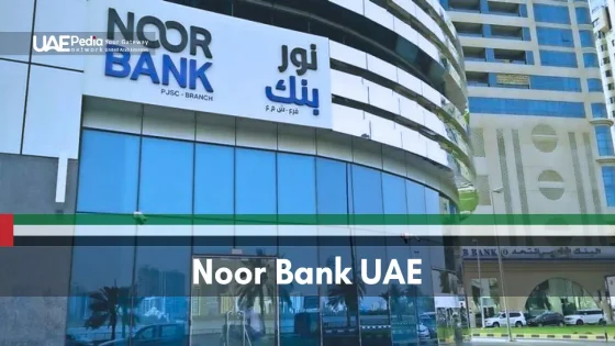 Noor Bank branch exterior with modern design and prominent branding