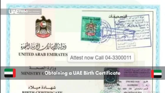 UAE birth certificate with stamps and attestation sticker