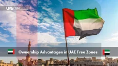 UAE flag representing ownership advantages in UAE Free Zones