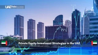 UAE skyline with stock chart overlay and private equity title