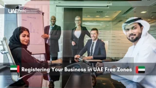 Team of professionals discussing business registration in UAE Free Zones