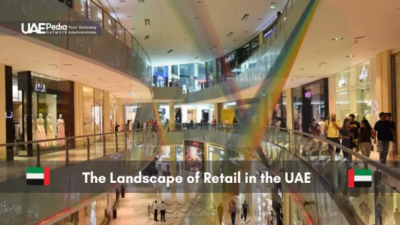 Modern shopping mall in the UAE bustling with shoppers