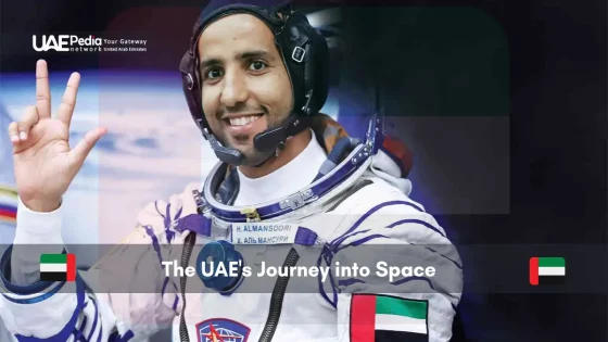 UAE astronaut Hazza Al Mansouri in a space suit giving a victory sign