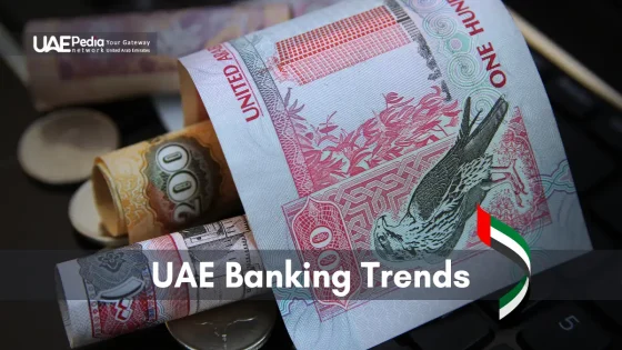 An image depicting UAE currency, showcasing current banking trends.