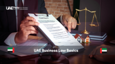 Businessman reviewing a contract with legal scales