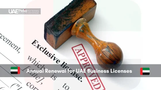 Approved stamp on UAE business license document.