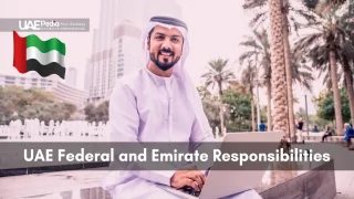 UAE professional working outdoors on a laptop, representing federal and local governance.
