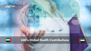 Healthcare professional digitally holding globe with medical symbols