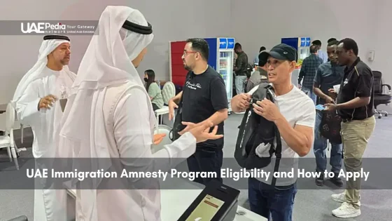 Immigration officers assisting people at an amnesty center