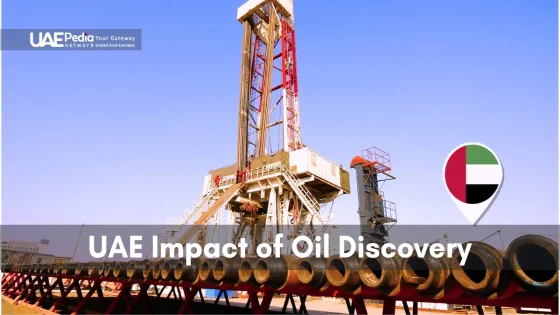 The oil rig in the UAE represents economic transformation and energy development.