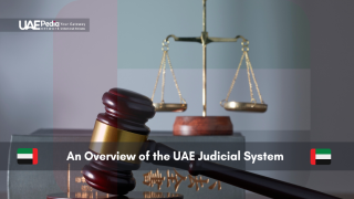 Judge’s gavel and justice scales in courtroom