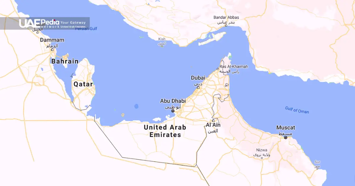 Map illustrating the UAE's central location connecting three major continents.