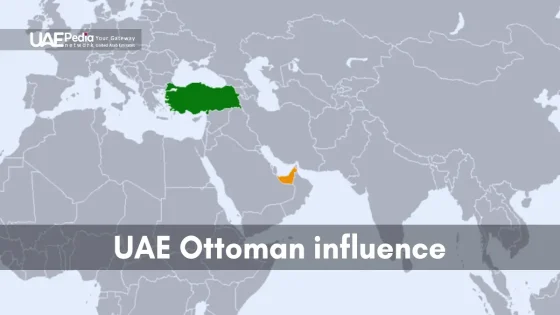 Map illustrating the Ottoman Empire's contributions to UAE's historical development.