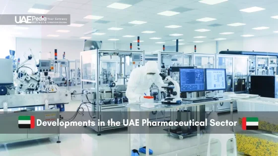 Modern pharmaceutical lab in the UAE with a scientist working