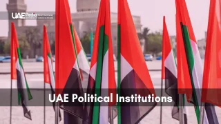 Rows of UAE flags symbolizing the country's political institutions and unity.
