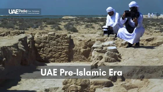 Archaeologists investigating ancient pre-Islamic ruins in UAE's desert region.