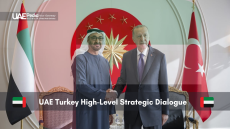 UAE and Turkish leaders shaking hands during a diplomatic meeting