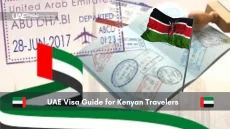 Kenya flag with UAE passport stamps illustrating visa travel