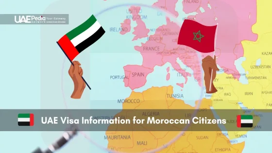 Illustration of UAE and Moroccan flags over a map highlighting travel between countries.