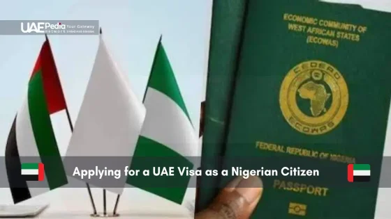 Nigerian passport with UAE and Nigerian flags