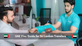 Sri Lankan man submitting passport for UAE visa application