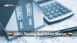 Calculator and miniature house represent UAE's thriving real estate market.