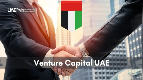 Business professionals shaking hands, symbolizing venture capital in the UAE.