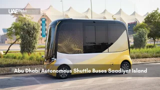 Self-driving shuttle bus in Abu Dhabi near Etihad Arena