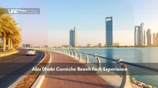 Abu Dhabi Corniche waterfront with city buildings in background