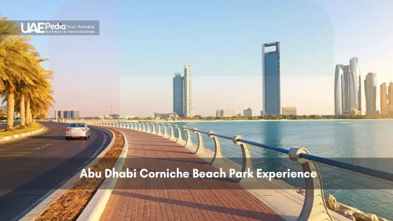 Abu Dhabi Corniche waterfront with city buildings in background