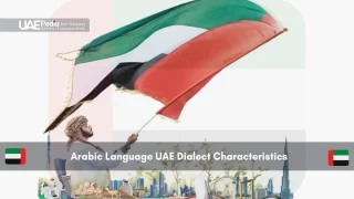 Man waving a large UAE flag with Dubai skyline in the background.