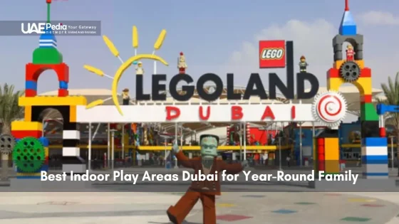 Entrance of Legoland Dubai with large LEGO figures